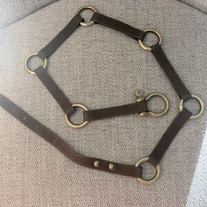 Burberry London vintage brown suede leather brass ring belt 36 Italy
